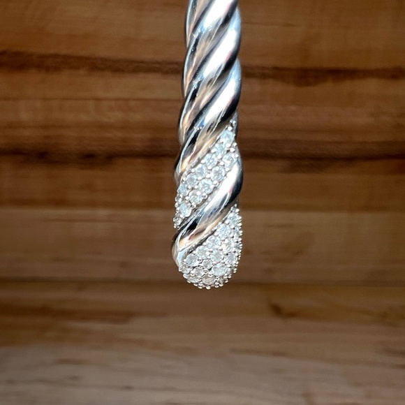 DAVID YURMAN DIAMOND And Sterling Drop Cable Earrings - Picture 5 of 9